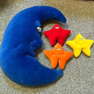 Jennifer Mazur Funny Friends Blue Velvet Crescent Moon with Star Plush  Friends